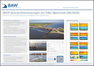 Poster:ADCP-Querprofilsmessungen am Eider-Sperrwerk (09/2020) - Unbemannte Ganztiden-Messung im Nahbereich der Sielöffnungen Poster:ADCP-Querprofilsmessungen am Eider-Sperrwerk (09/2020) - Unbemannte Ganztiden-Messung im Nahbereich der Sielöffnungen