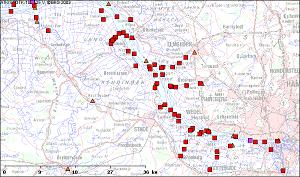 Beispielbild mit geladenen hydrologischen Stationen Beispielbild mit geladenen hydrologischen Stationen